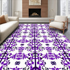 Intricate Purple Floral Stripe Pattern Rug