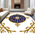 Classic Blue Gold Medallion Scroll Rug