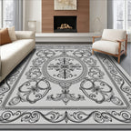 Intricate Scrollwork Oval Medallion Design Rug