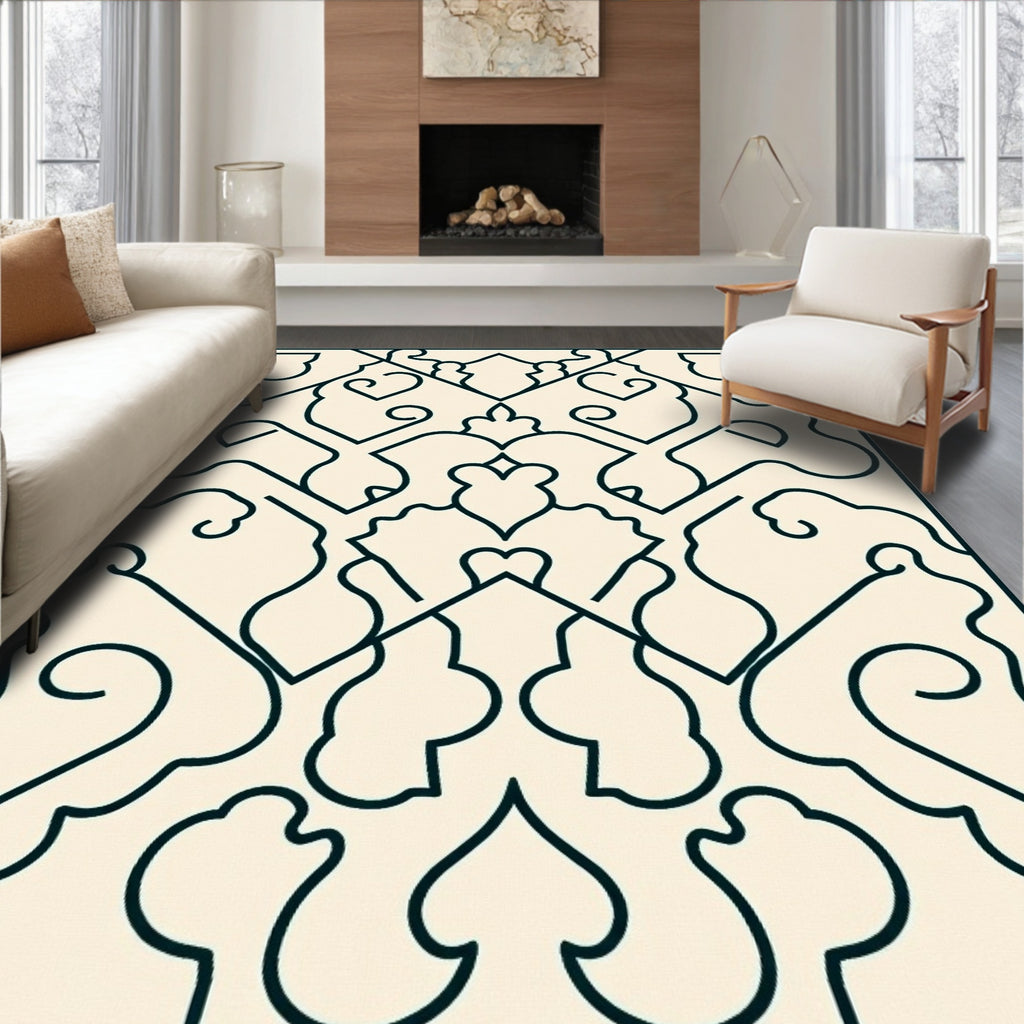 Classic Intricate Floral Scroll Pattern Rug