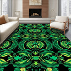 Lush Green Exotic Floral Pattern Rug