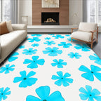 Bright Blue Floral Pattern Rug