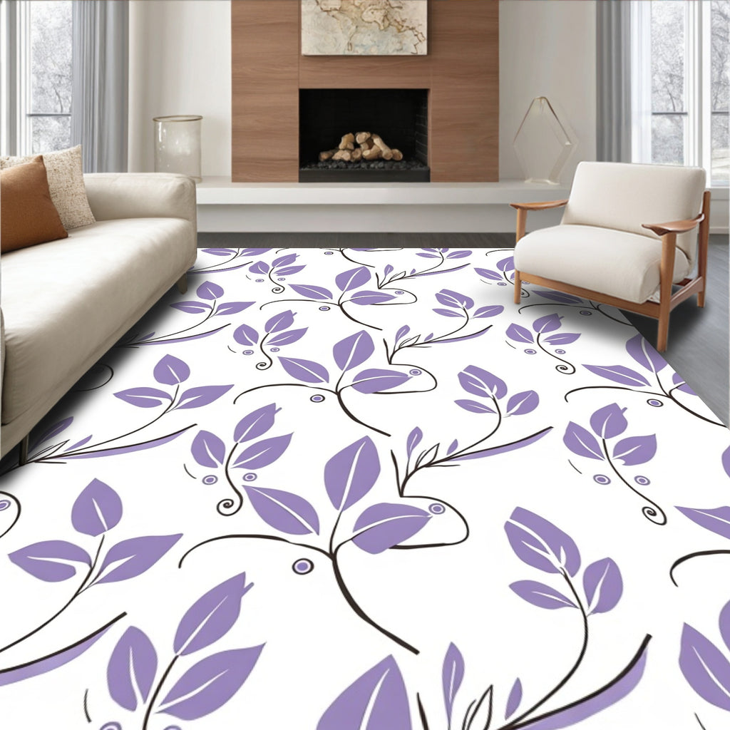 Purple Floral Vine Delicate Pattern Rug