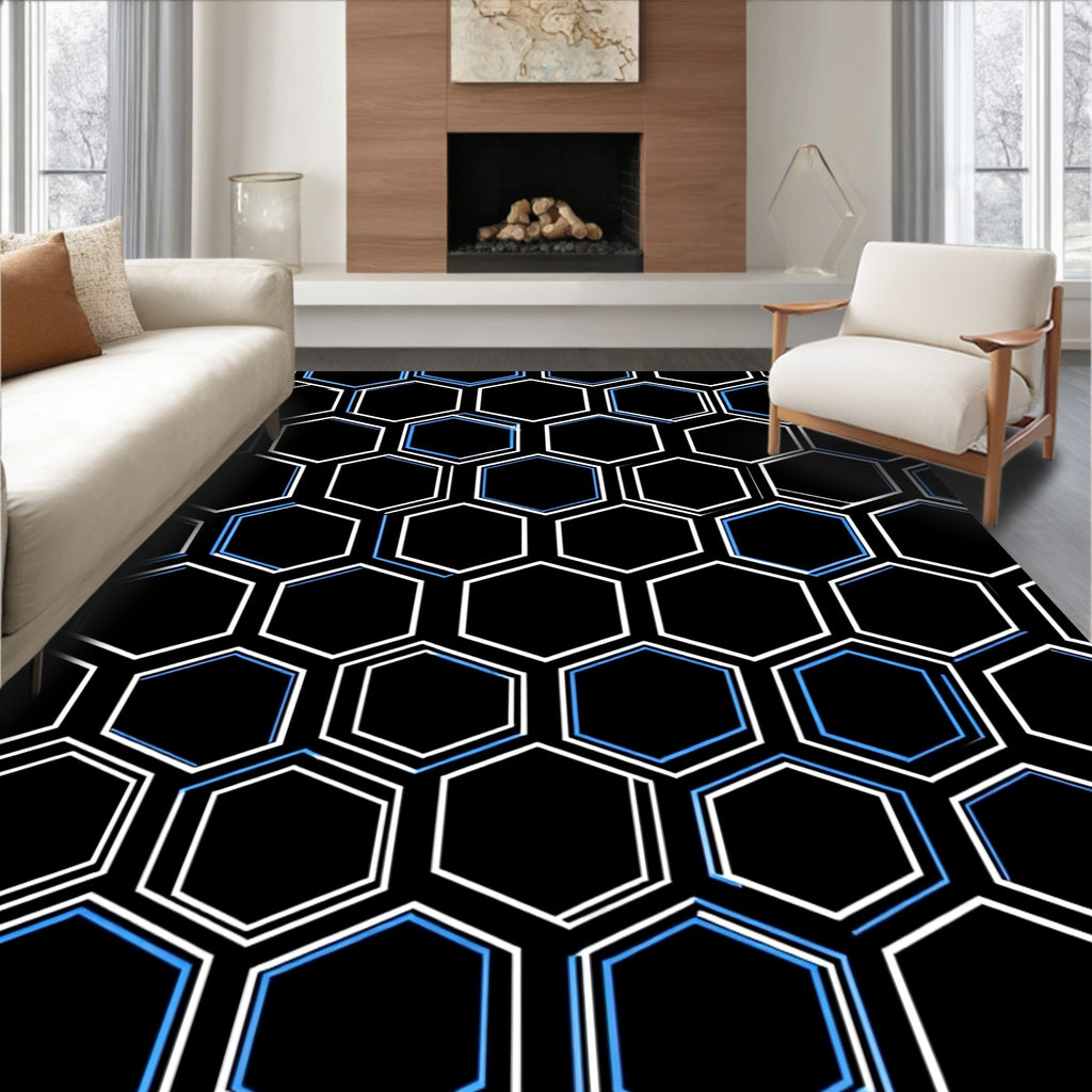 Modern Hexagonal Pattern Rug