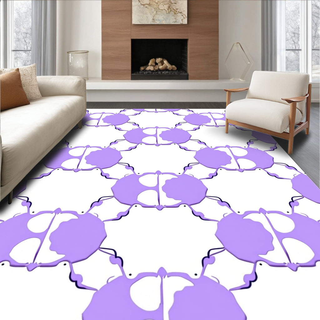 Abstract Hexagonal Lavender Design Rug