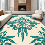 Mandala Feather Teal Pattern Rug