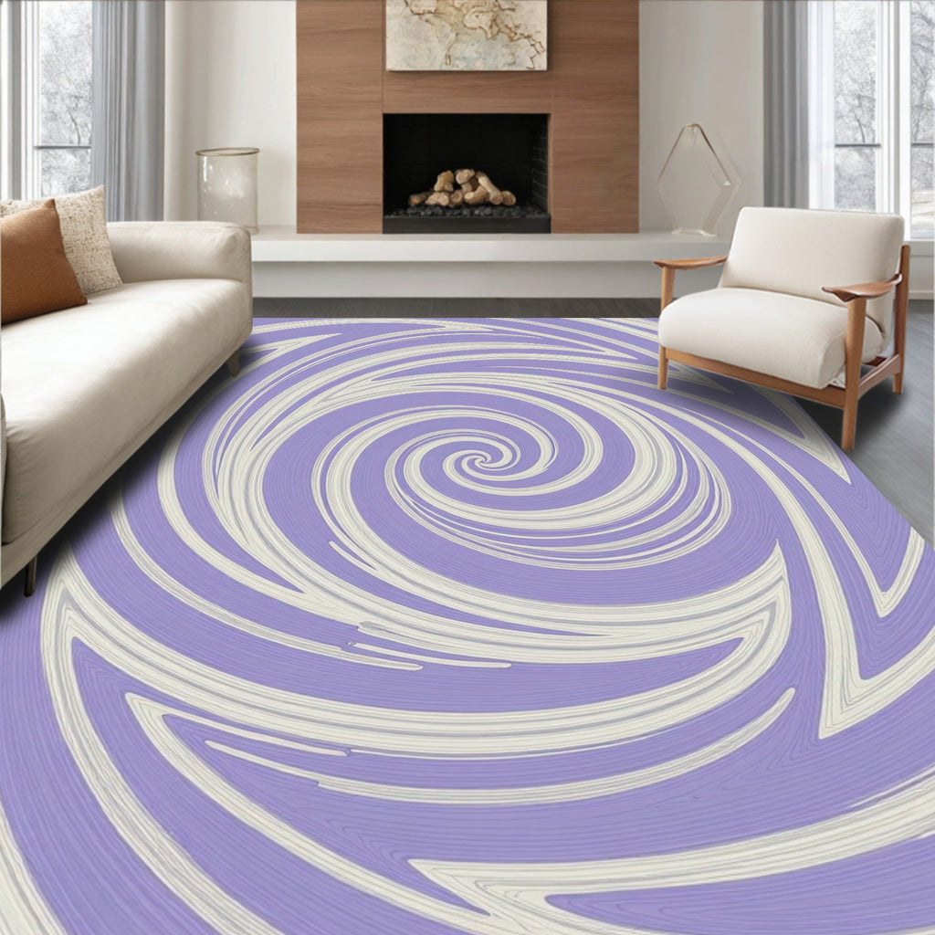 Lavender White Swirl Pattern Rug