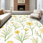 Yellow Daisy Floral Botanical Pattern Rug