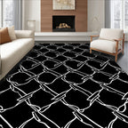 Abstract White Geometric Lattice Pattern Rug