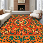 Ornate Floral Scroll Work Design Rug