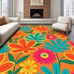 Vibrant Tropical Floral Pattern Rug