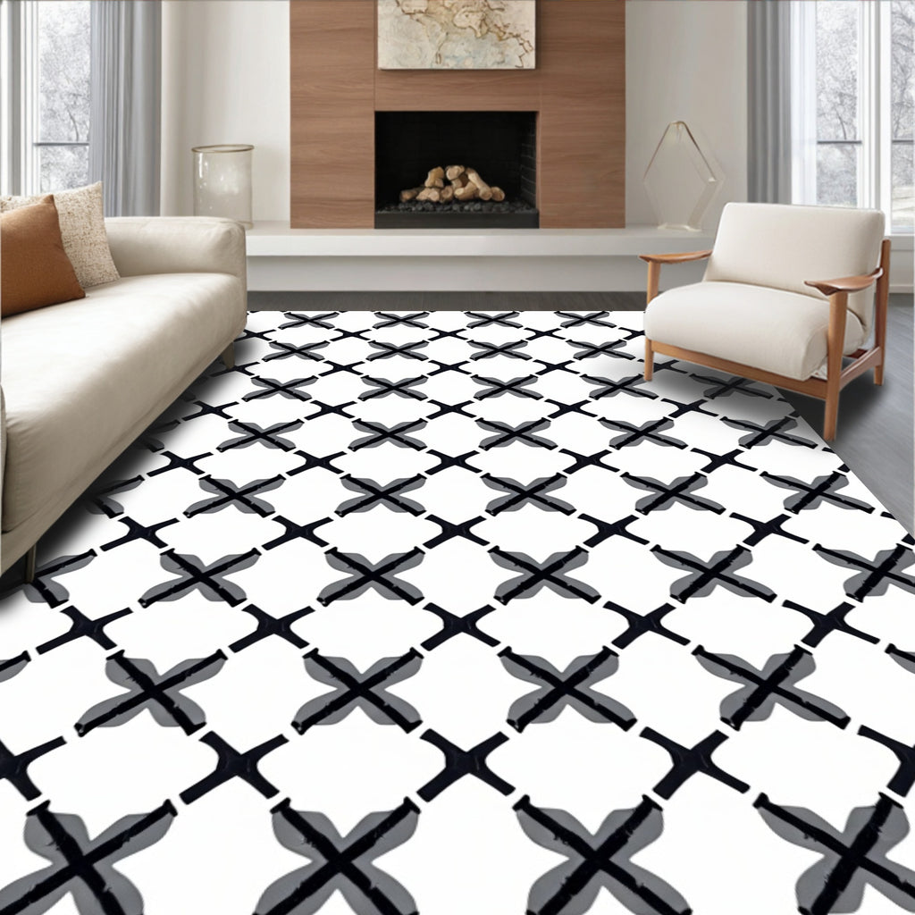 Modern Lattice Geometric Pattern Design Rug