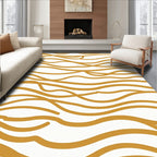 Golden Wavy Abstract Lines Rug