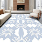 Light Blue Floral Geometric Pattern Rug