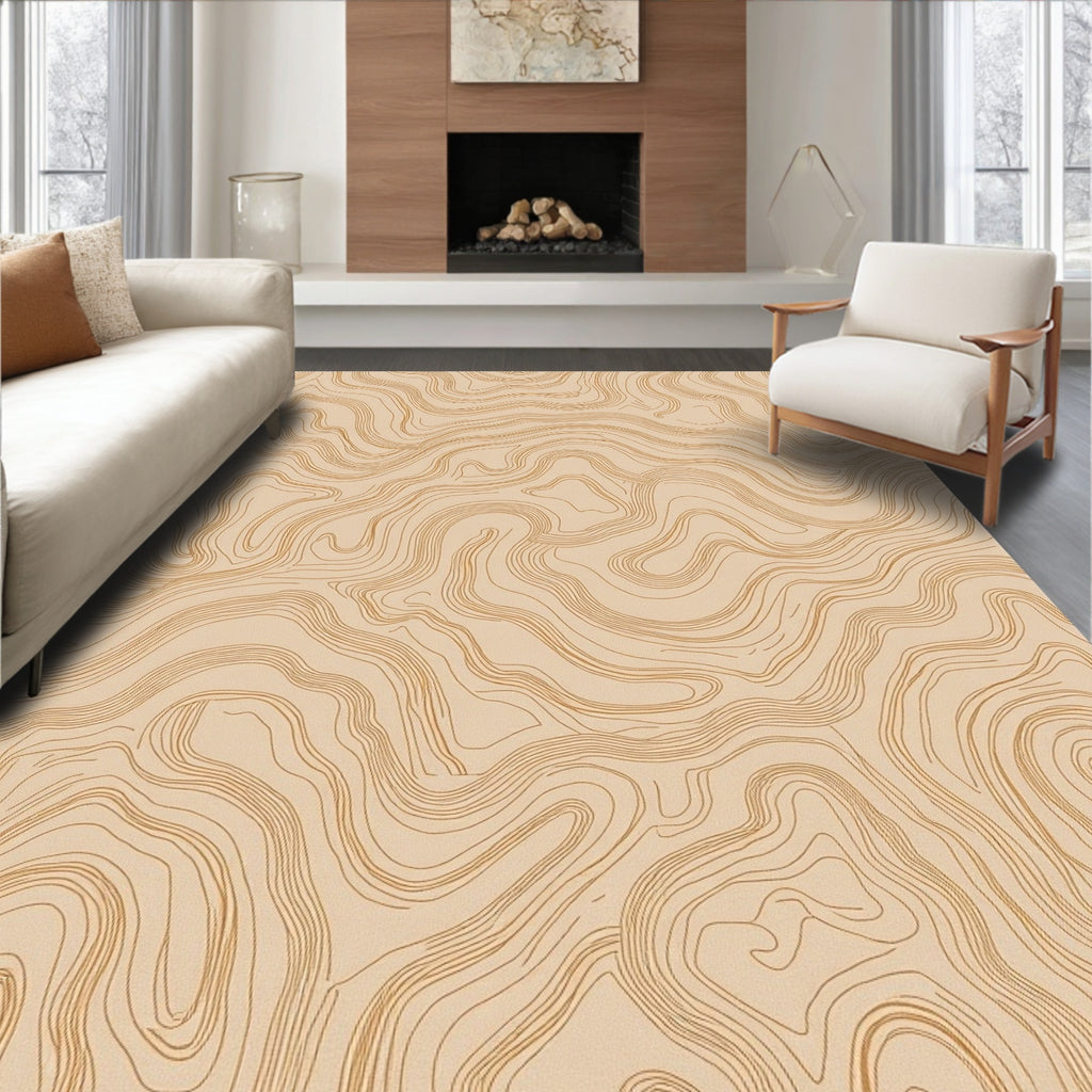 Desert Topographic Contour Lines Pattern Rug