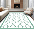 Abstract Teal Line Diamond Art Rug