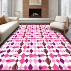 Pink Diamond Patterned Graphic Rug
