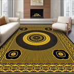 Bold Sunburst Floral Black Yellow Rug