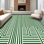 Modern Green Stripe Geometric Design Rug