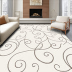 Cream Scroll Vine Pattern Art Rug