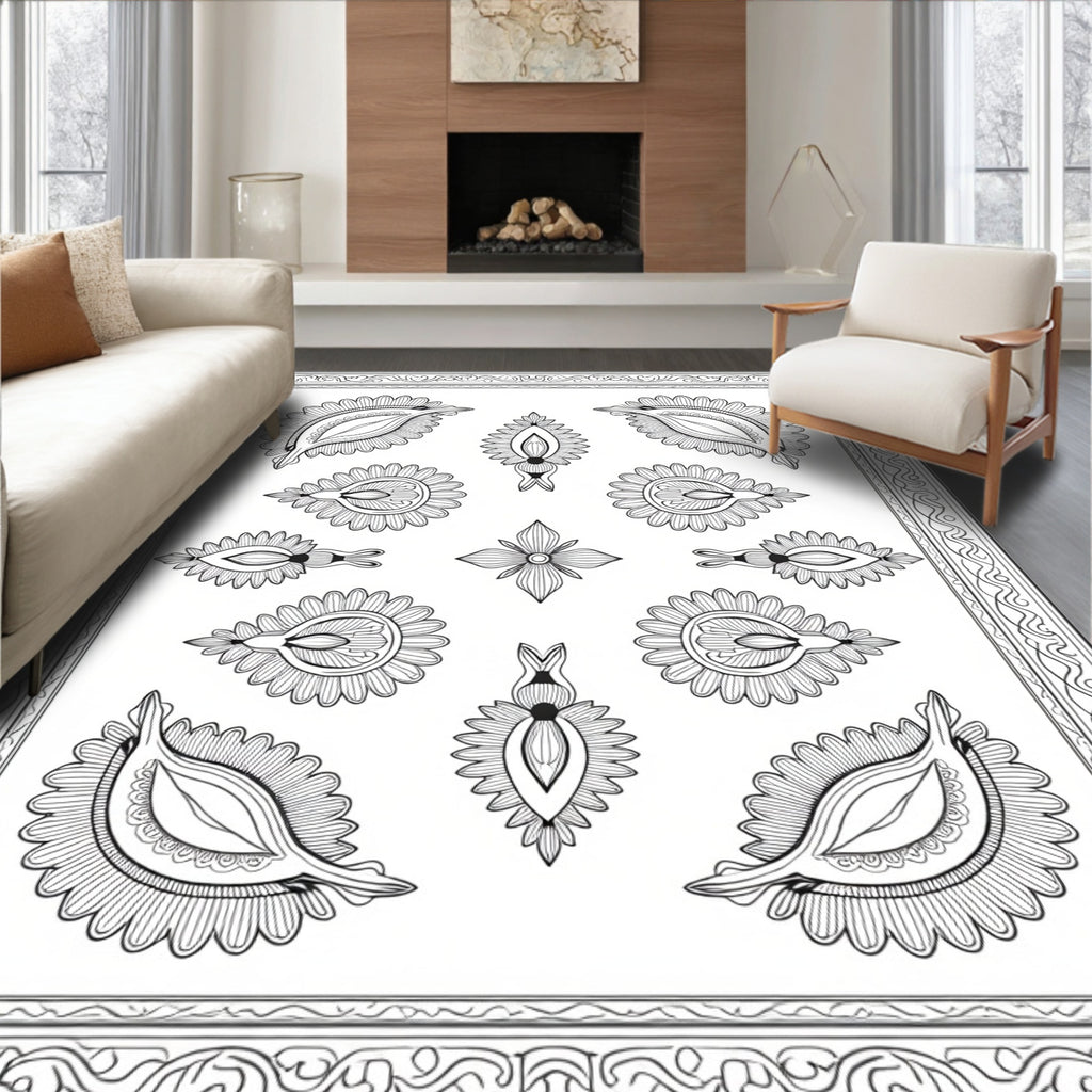 Ornate Paisley Floral Patterned Design Rug