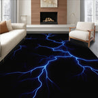 Electric Blue Jagged Lighting Pattern Rug