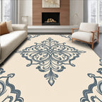 Elegant Gray Floral Damask Pattern Rug