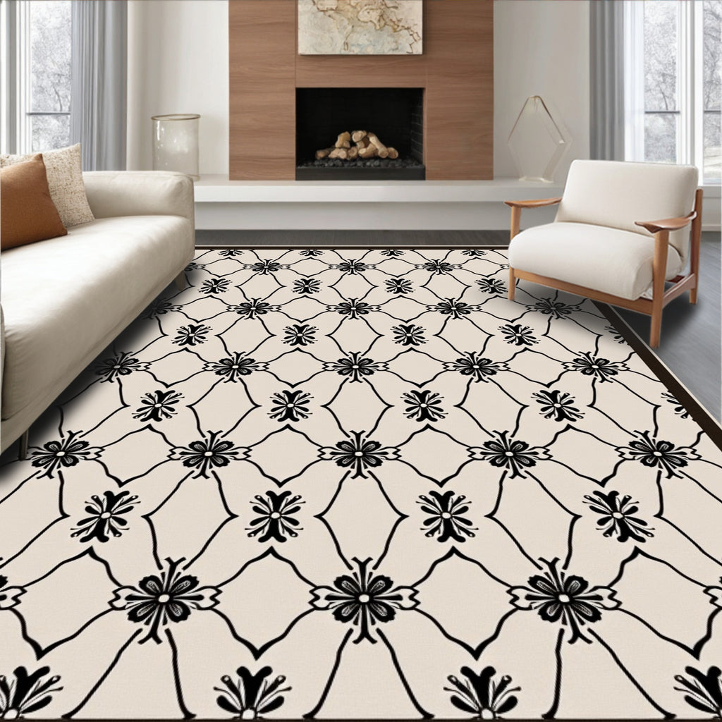Classic Floral Lattice Patterned Rug