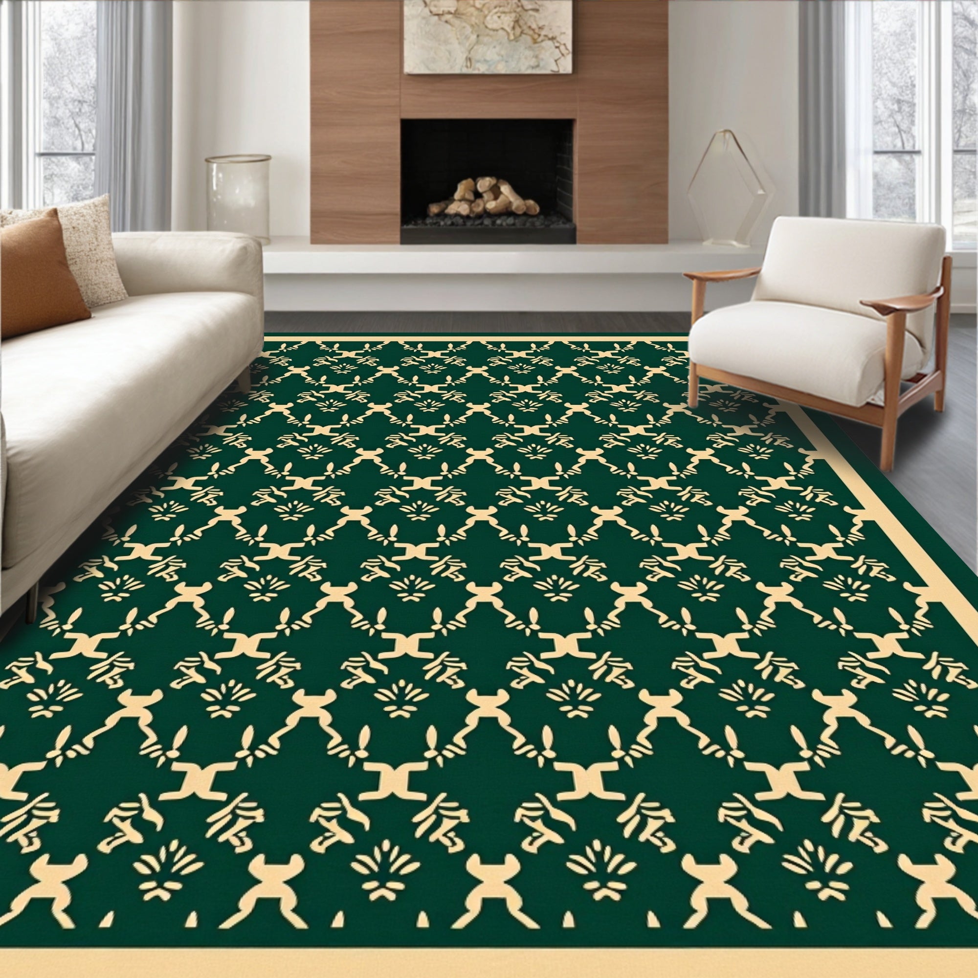 Intricate Vine Motif Pattern Rug