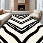 Bold Black White Stripe Pattern Rug