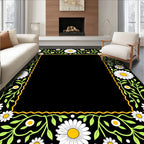 Daisy Floral Border Pattern Rug