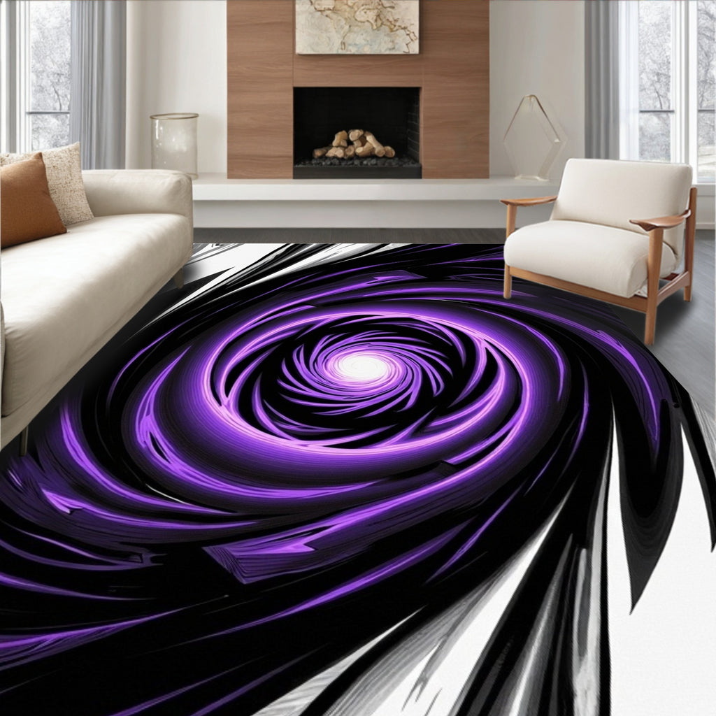Vivid Purple Swirl Abstract Design Rug