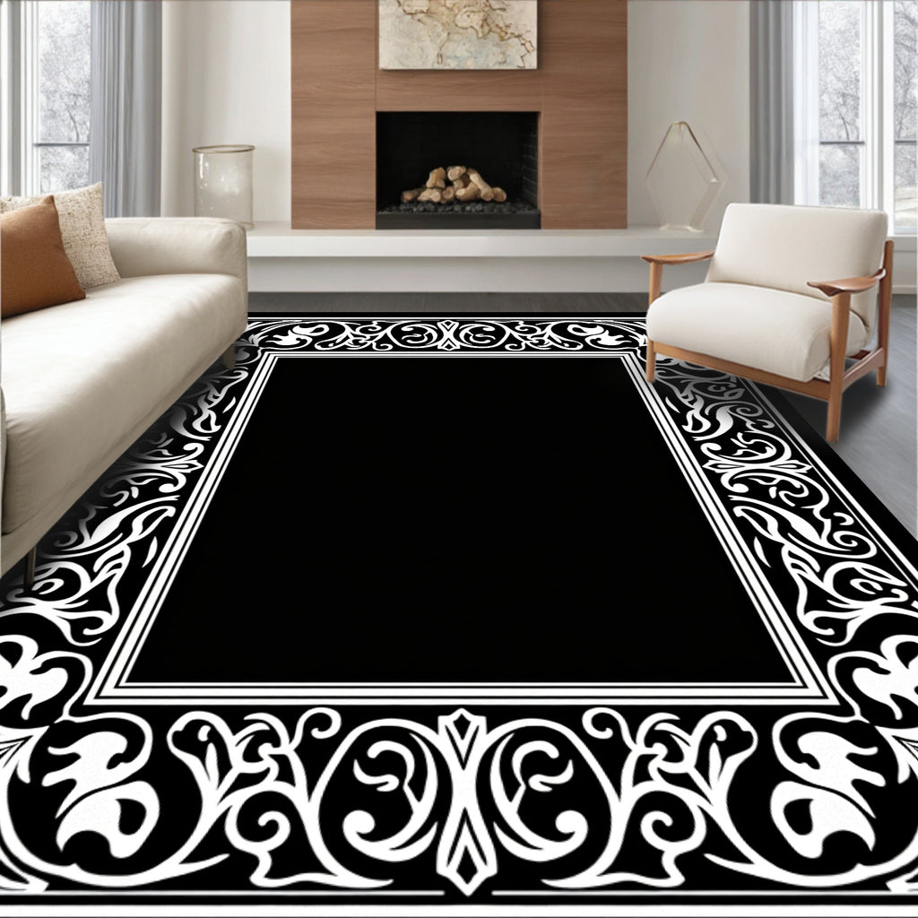 Ornate Floral Scrollwork Design Rug