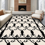 Black Formal Damask Pattern Rug