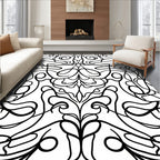 Abstract Swirl Black White Pattern Rug