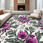 Floral Vine Pattern With Magenta Blossoms Rug