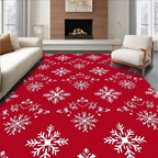 Red Snowflake Scrollwork Pattern Design Rug