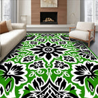 Green Black Floral Medallion Pattern Rug