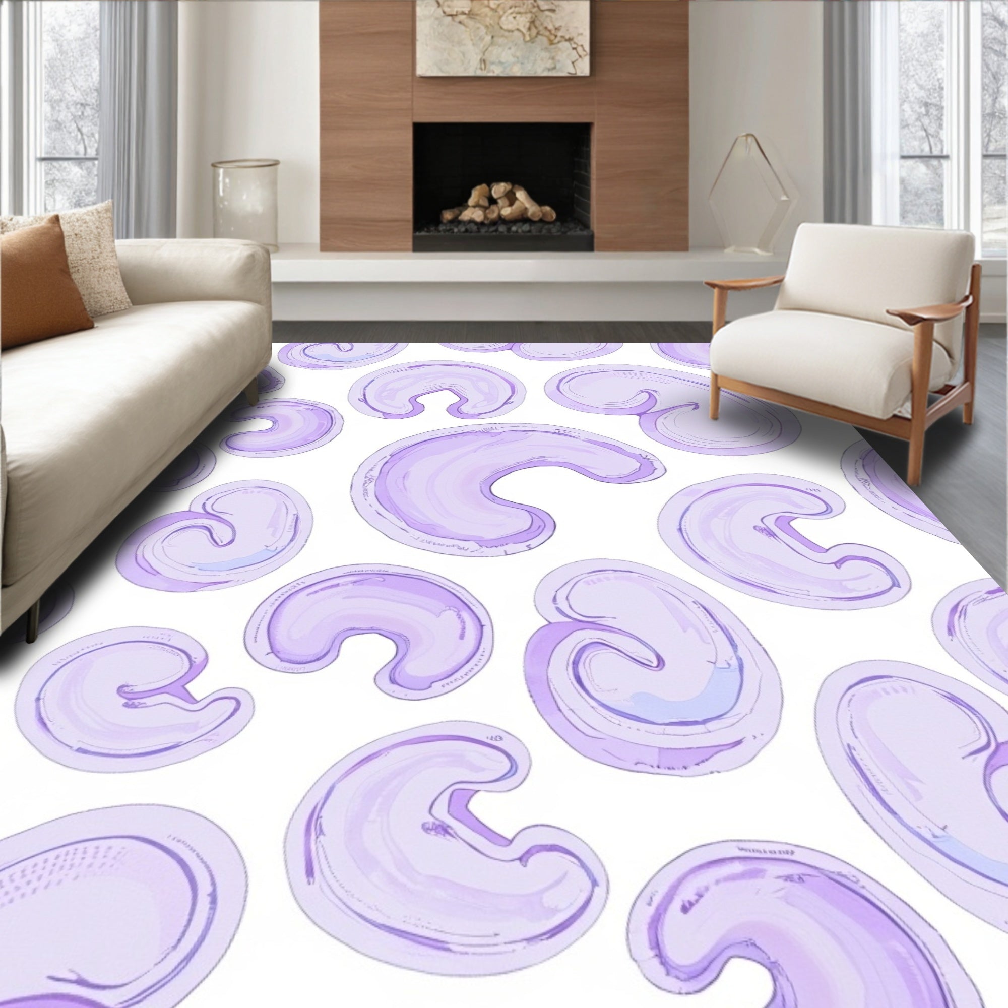 Organic Pastel Purple Abstract Pattern Rug
