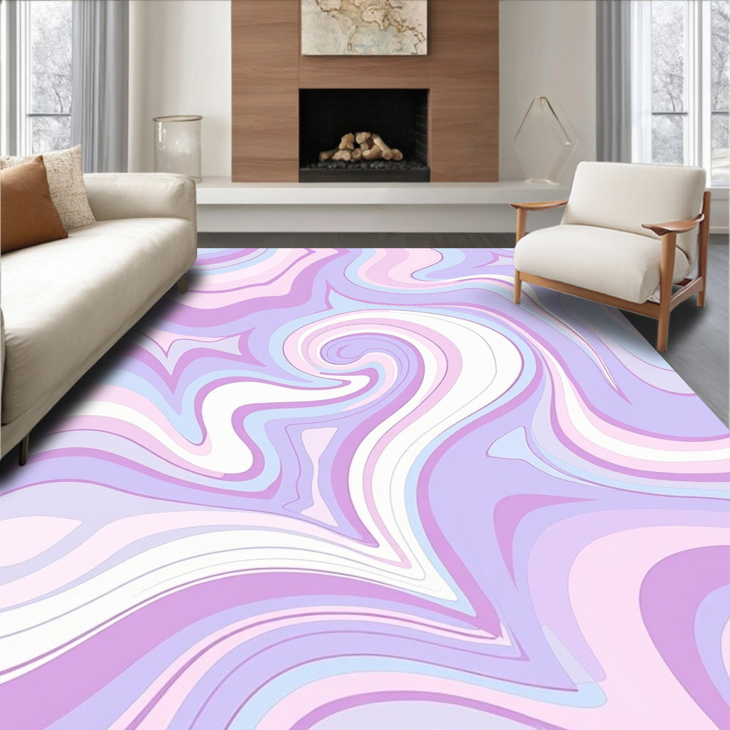 Pastel Swirl Marble Pattern Design Rug