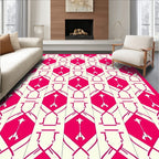 Crimson Cream Geometric Symmetry Design Rug