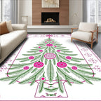 Festive Pink Green Christmas Tree Rug
