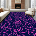 Vibrant Pink Floral Vine Pattern Rug