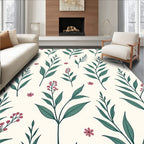 Botanical Leaf Flower Pattern Design Rug