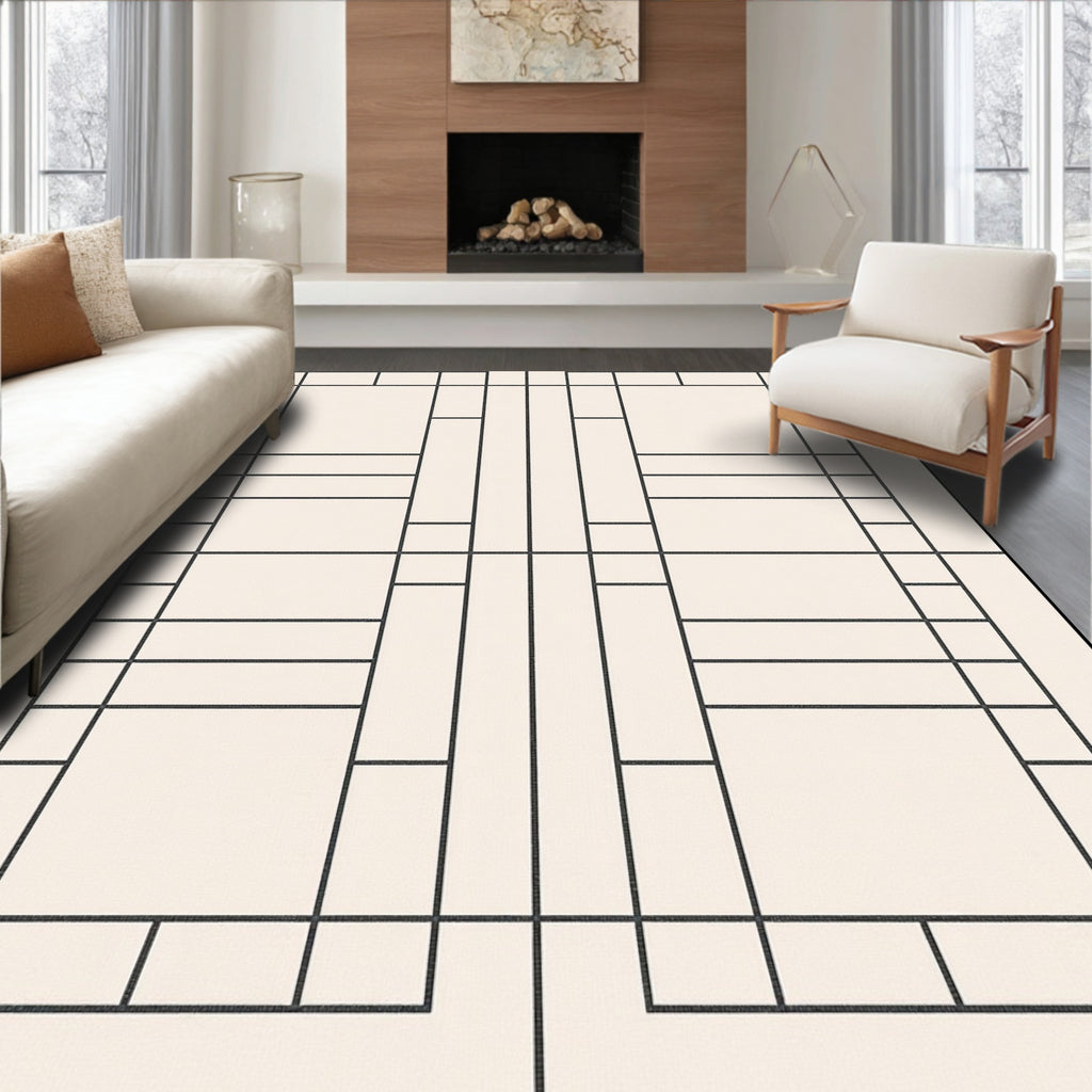 Geometric Block And Line Design Rug