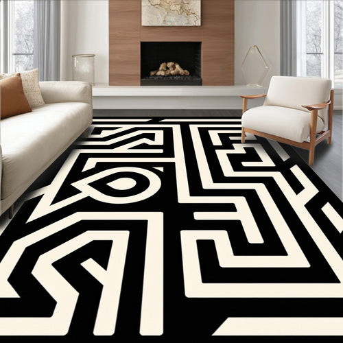 Abstract Geometric Maze Design Rug