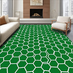Green Hexagonal Lattice Pattern Rug