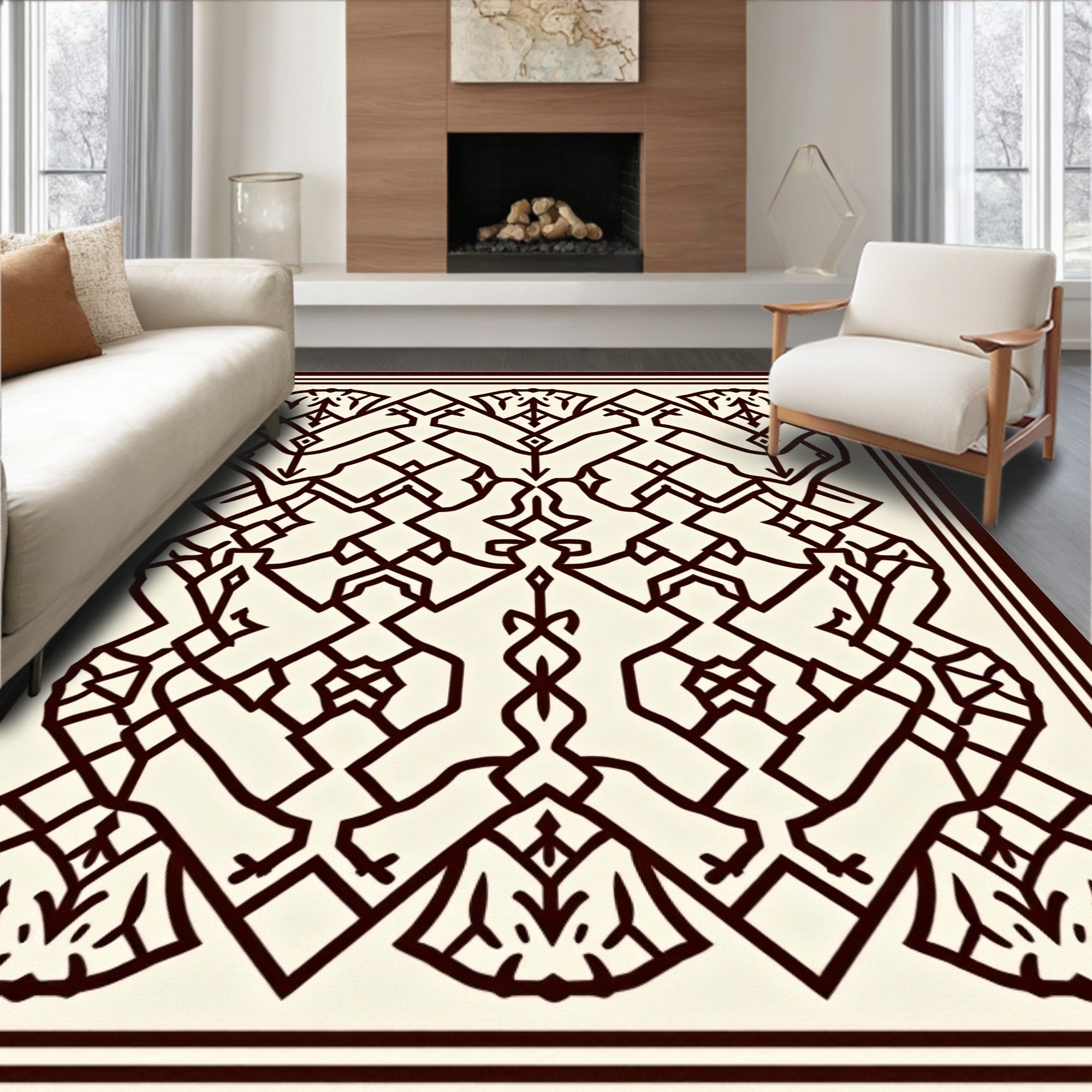 Intricate Linear Geometric Pattern Rug