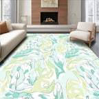 Abstract Seafoam Leaf Pattern Rug