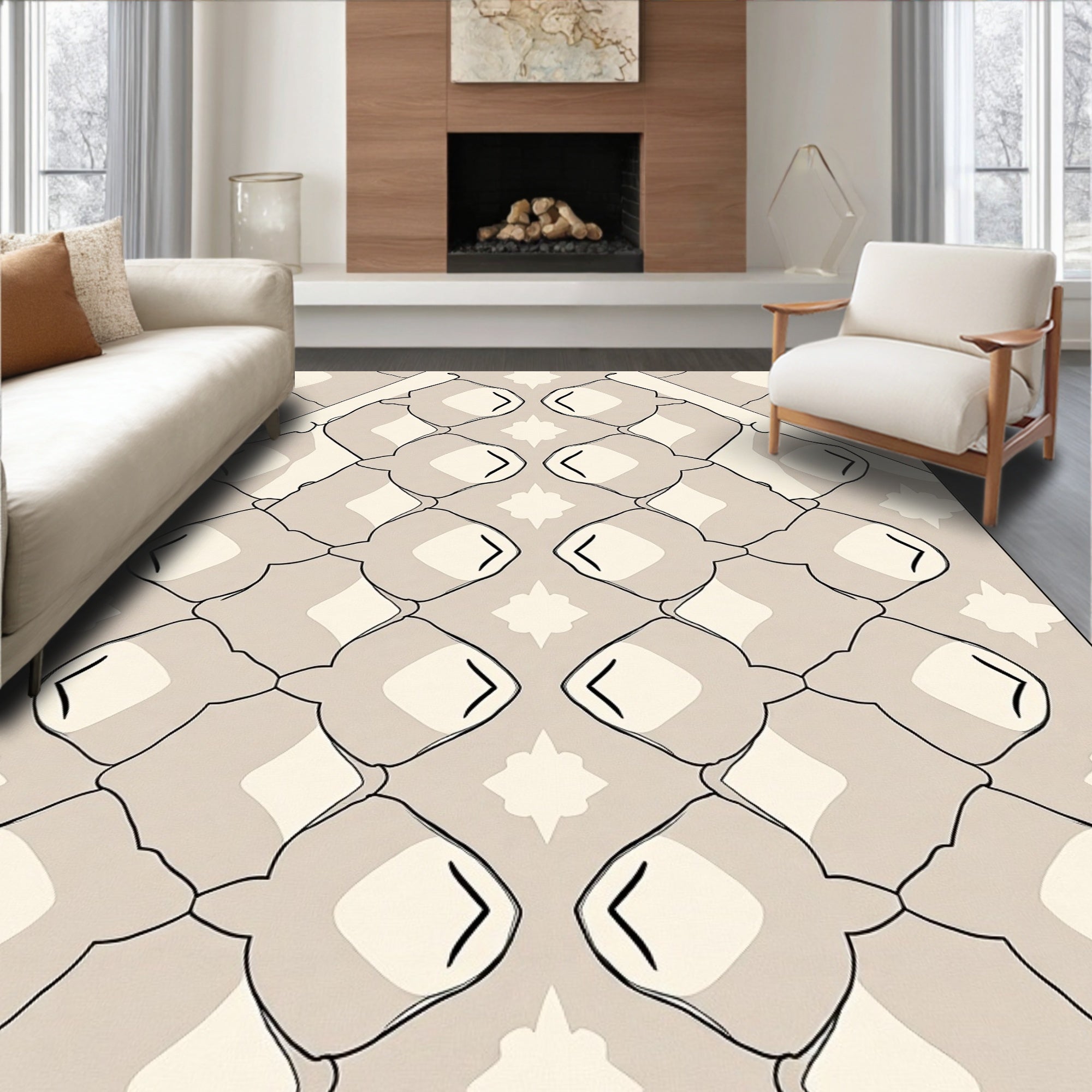 Subtle Geometric Diamond Pattern Rug